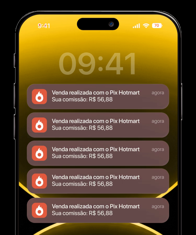 Notificações de vendas chegando no celular